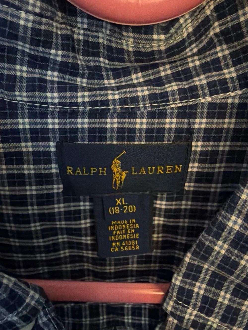 Ralph Lauren Men’s Navy and White Checked Button-Down Shirt